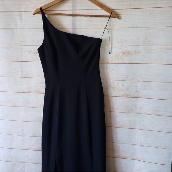 Dress The Population Amy One-Shoulder Maxi Gown Wedding Prom Cocktail Black Dres - Picture 6 of 13